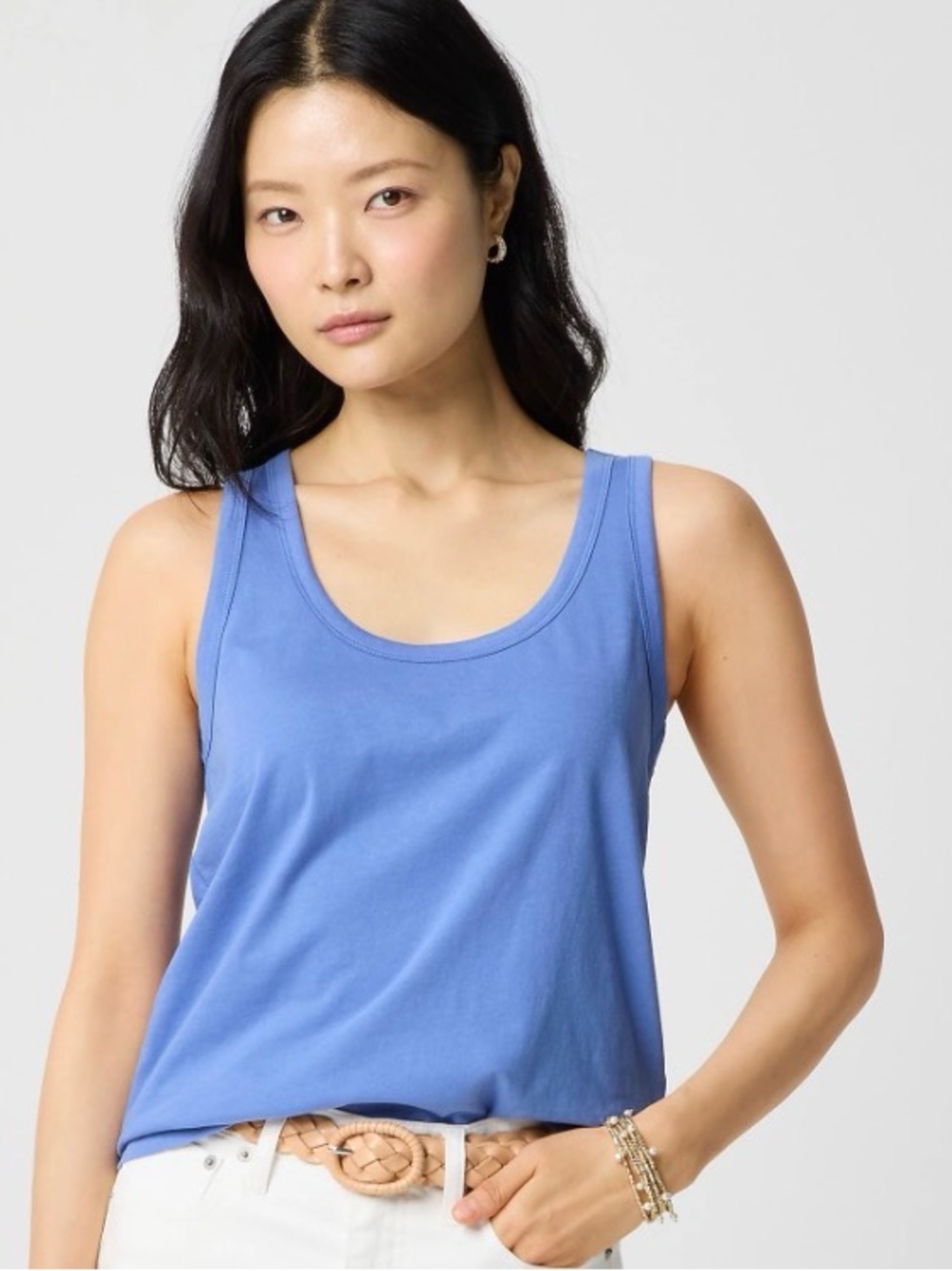 J. Crew Broken-In Jersey Tank Top Periwinkle Blue Size XL Cotton Sleeveless NWT